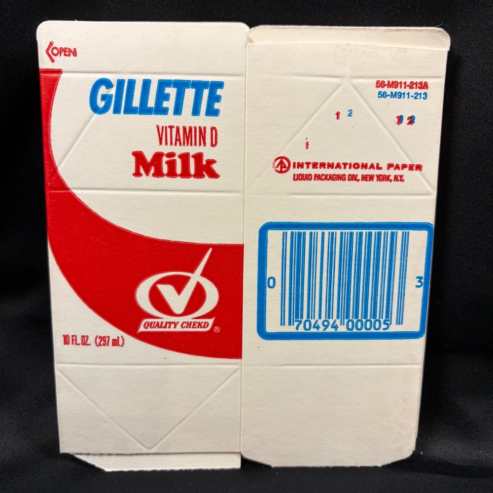 Gillette Dairy Vitamin D Milk Carton Flat Paperboard 10oz Vintage Norfolk NE